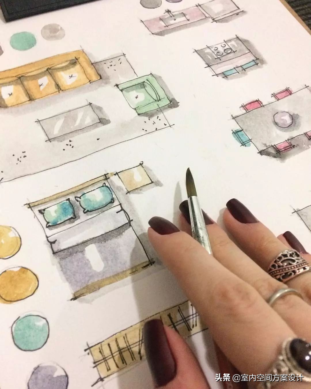 设计师如何快速手绘平面图,手绘平面设计方案手稿