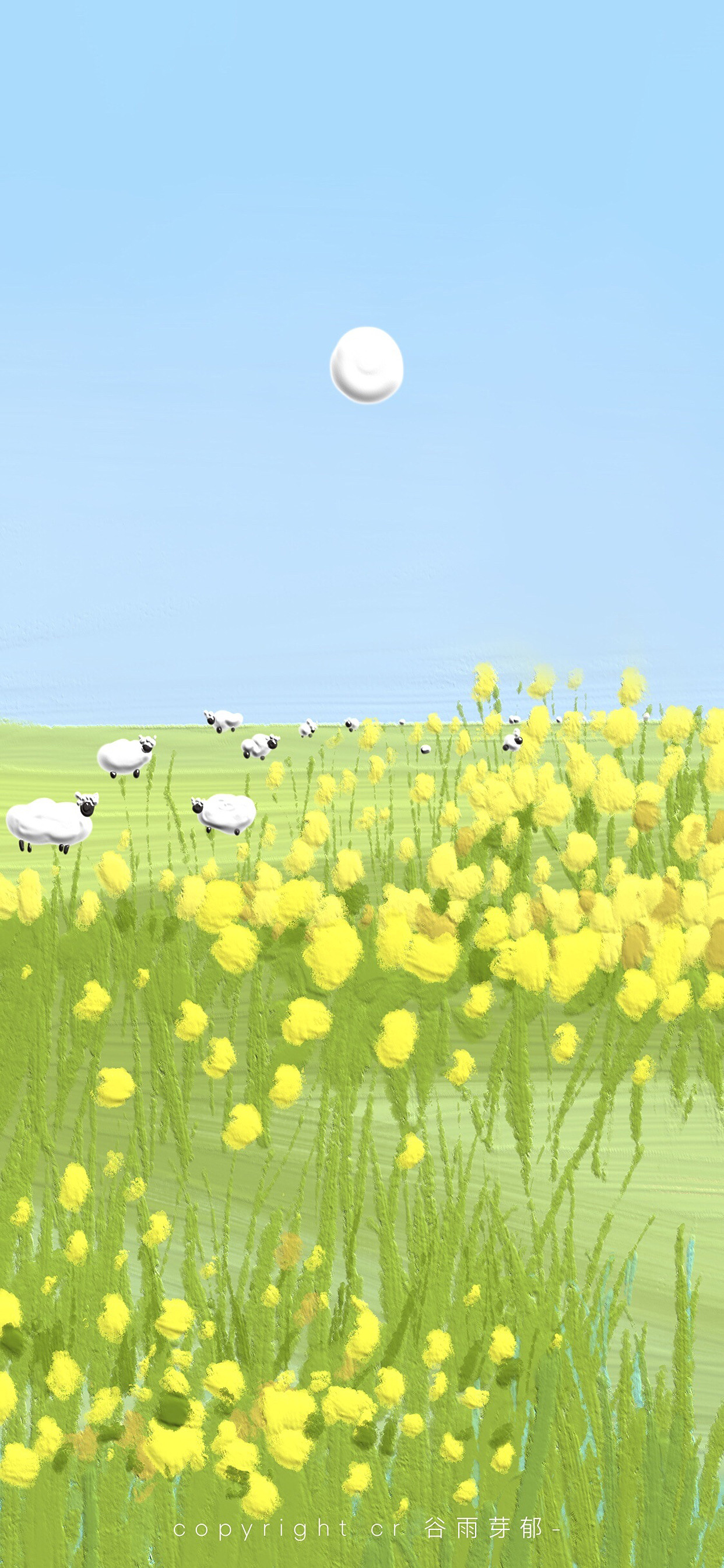 小清新油画壁纸插画,可爱又仙气的油画壁纸左下角取图