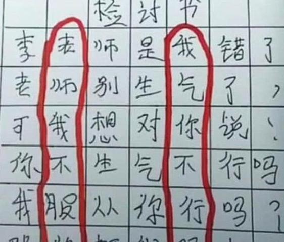 小学生被罚写检讨，每句都发自肺腑，老师却一眼看出了端倪