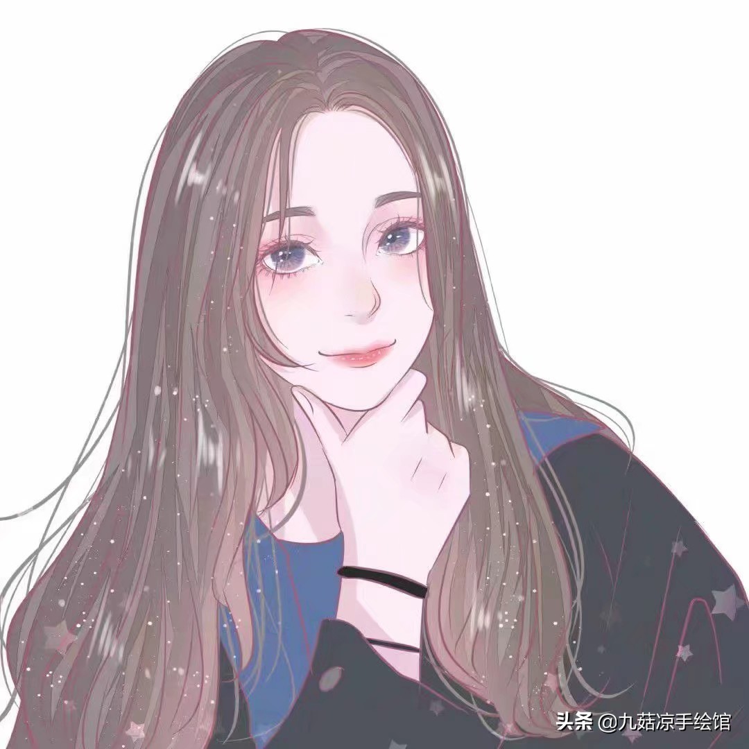 手绘情侣头像眼睛带心,拿花朵的手绘情侣头像