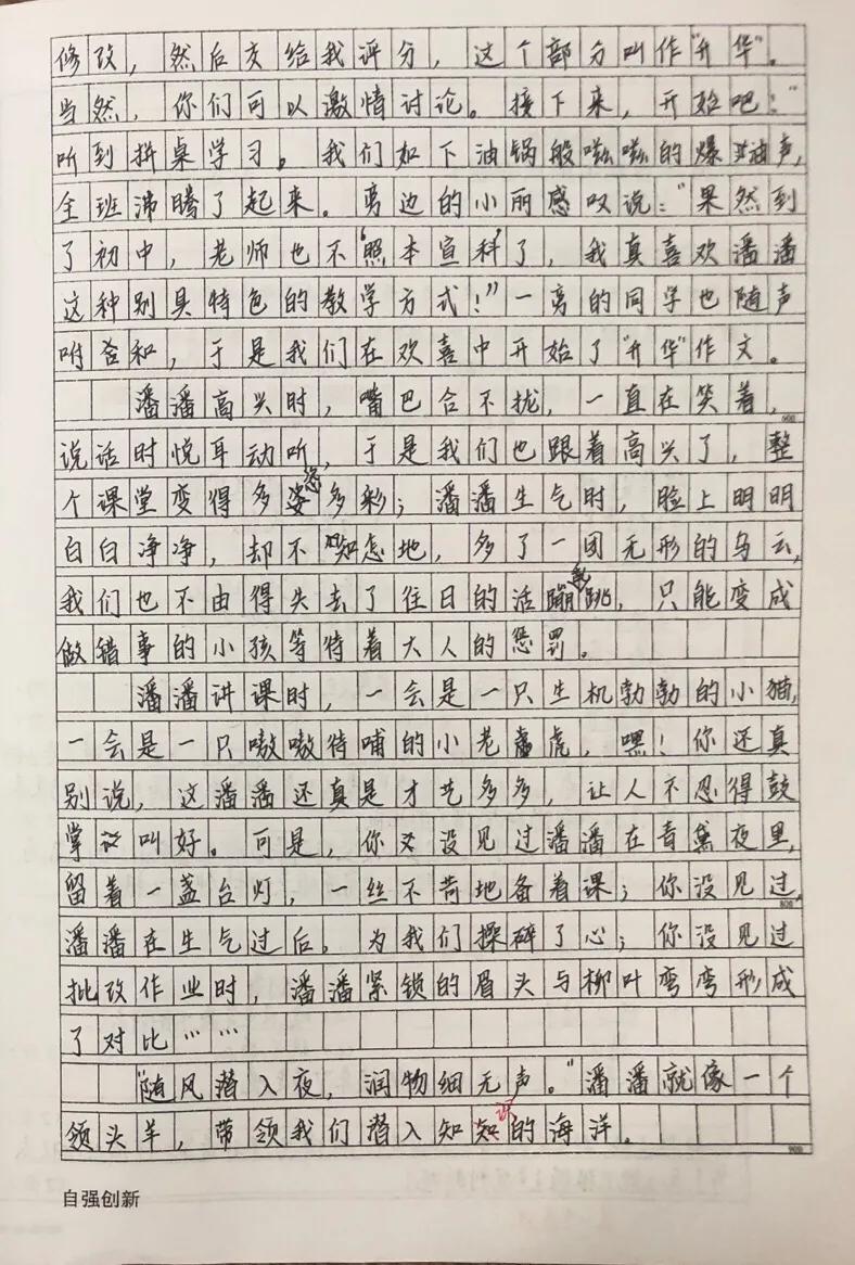 考场佳作《我的语文老师》您就像只领头羊，带我们奔向知识草原