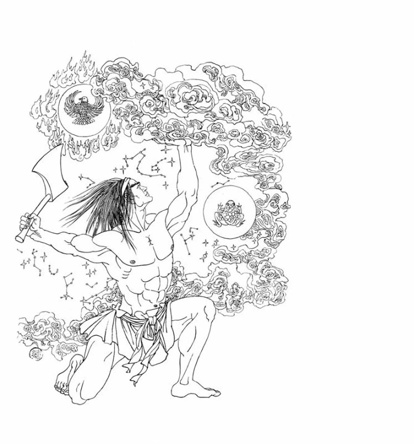 图谱神话人物工笔画白描,国画工笔人物白描图片大全大图