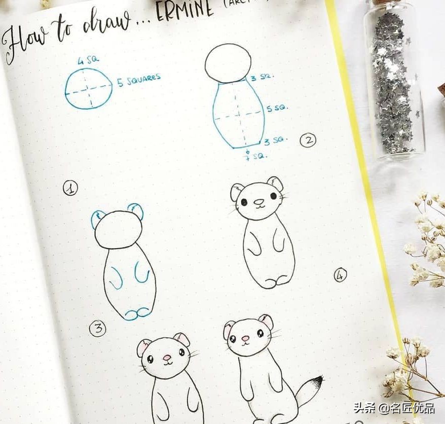 手帐简笔画可爱图案简单动物,手帐边框图案简笔画动物