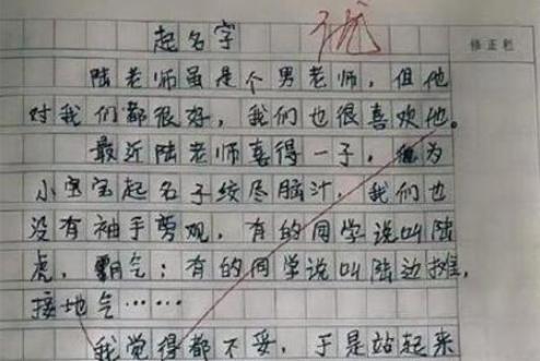 班主任喜得贵子，小学生帮助起名想象力超群，网友：起名“鬼才”