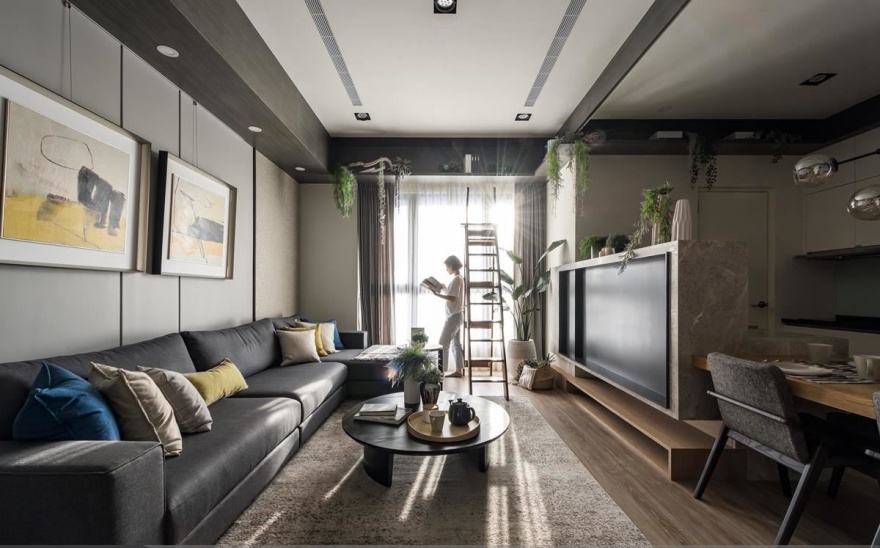 装修房子现代简约餐厅客厅柜,现代轻奢风餐厅隔断柜效果图大全