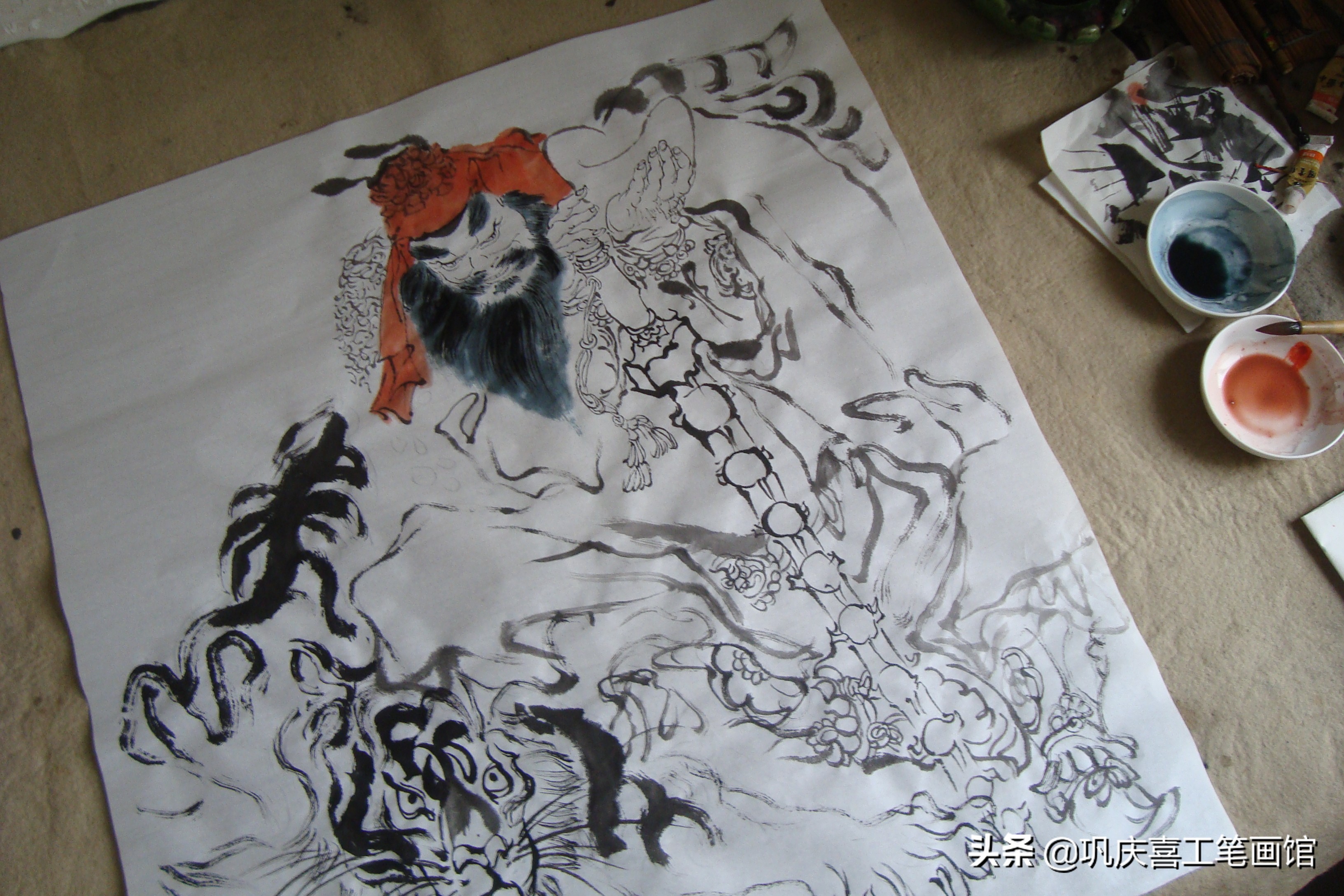 写意人物画：武财神赵公明绘制过程全记录