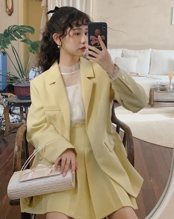 西装配裙子的穿搭秋冬,西装配长西装裙子高级感穿搭