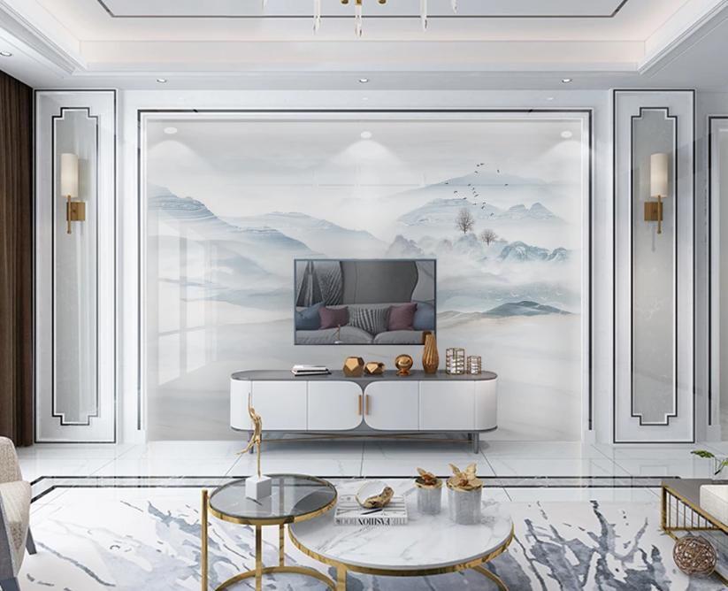 现代简约装修风格石材电视背景墙,石材瓷砖背景墙效果