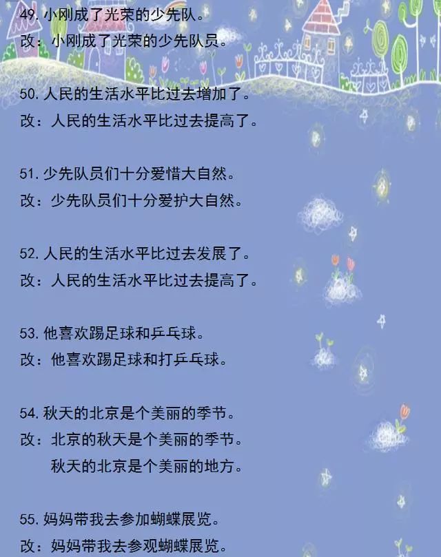 四年级上语文修改病句100题,小学四年级修改病句大全及答案