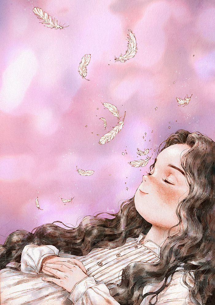 韩国插画师森林女孩日记图文,水彩插画森林女孩日记