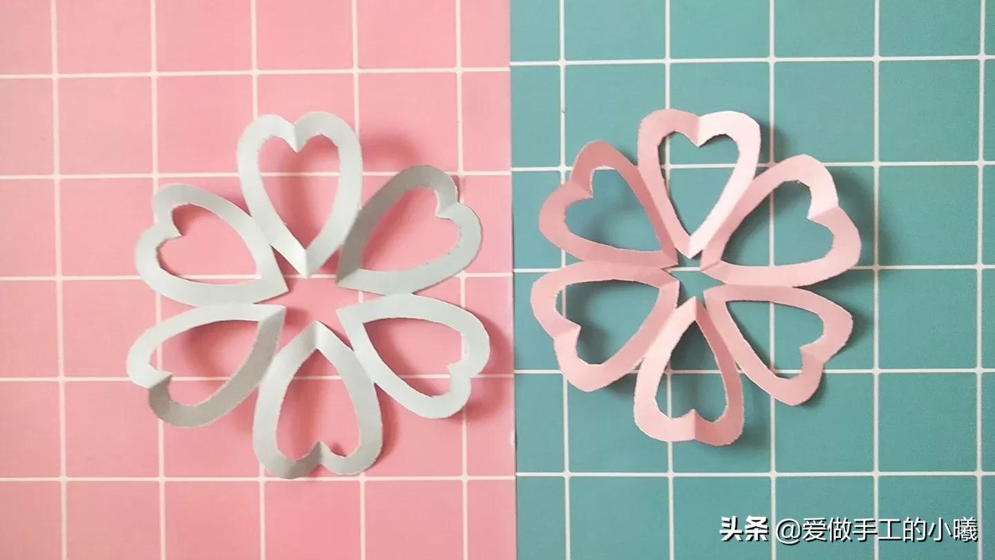 爱心窗花剪纸教程图解,长方形剪纸爱心窗花