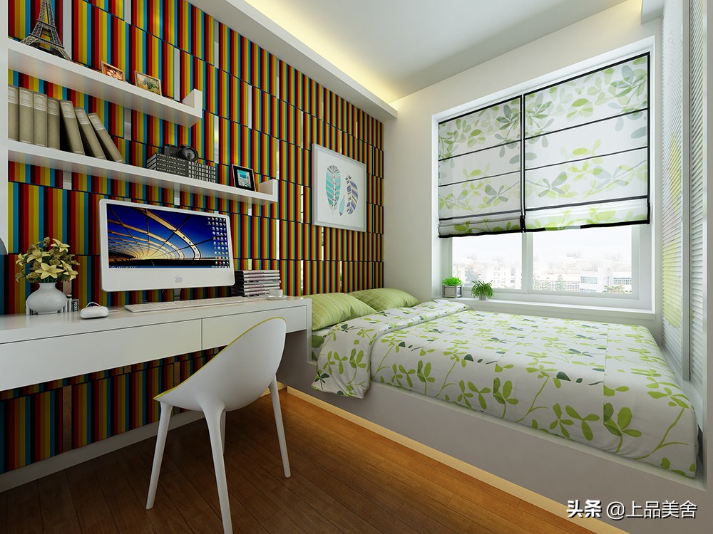 小户型客厅沙发绿色背景效果图,现代简约橙色沙发背景效果图