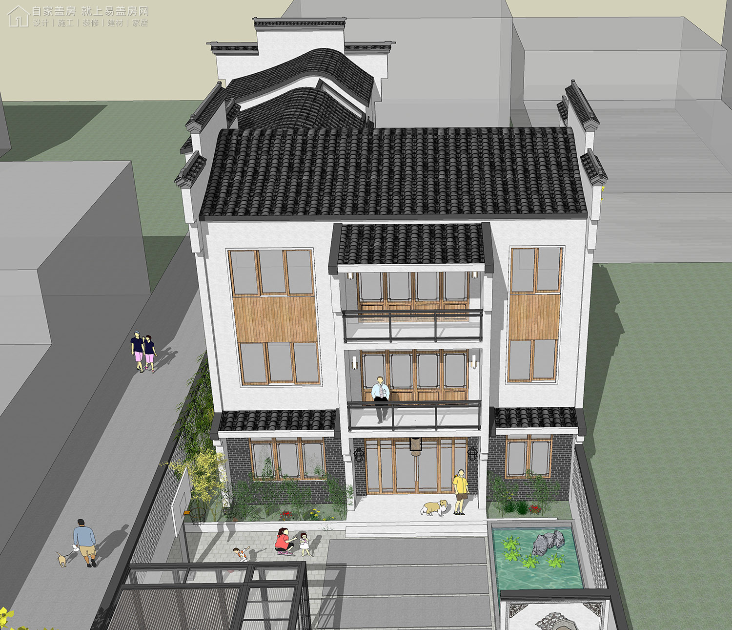 三层新中式别墅全套设计图纸,新中式合院别墅户型图纸