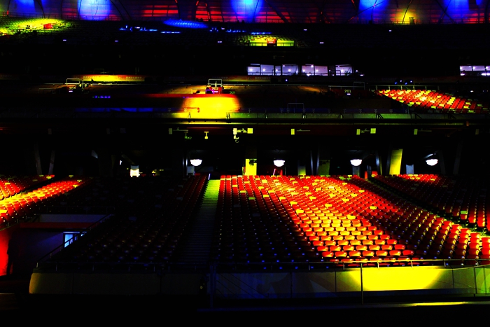 国家奥体中心灯光秀,鸟巢朝阳灯光节