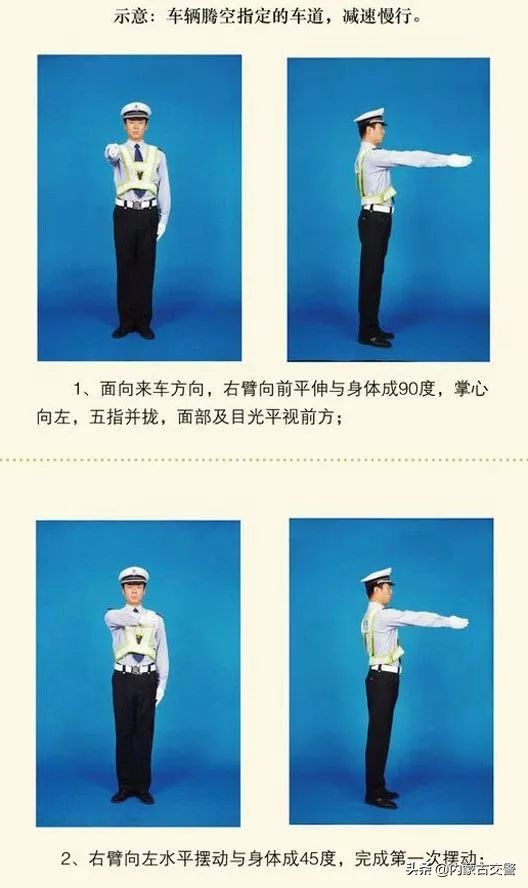 交警手势信号图解路上必备,交警手势一看就懂的小技巧