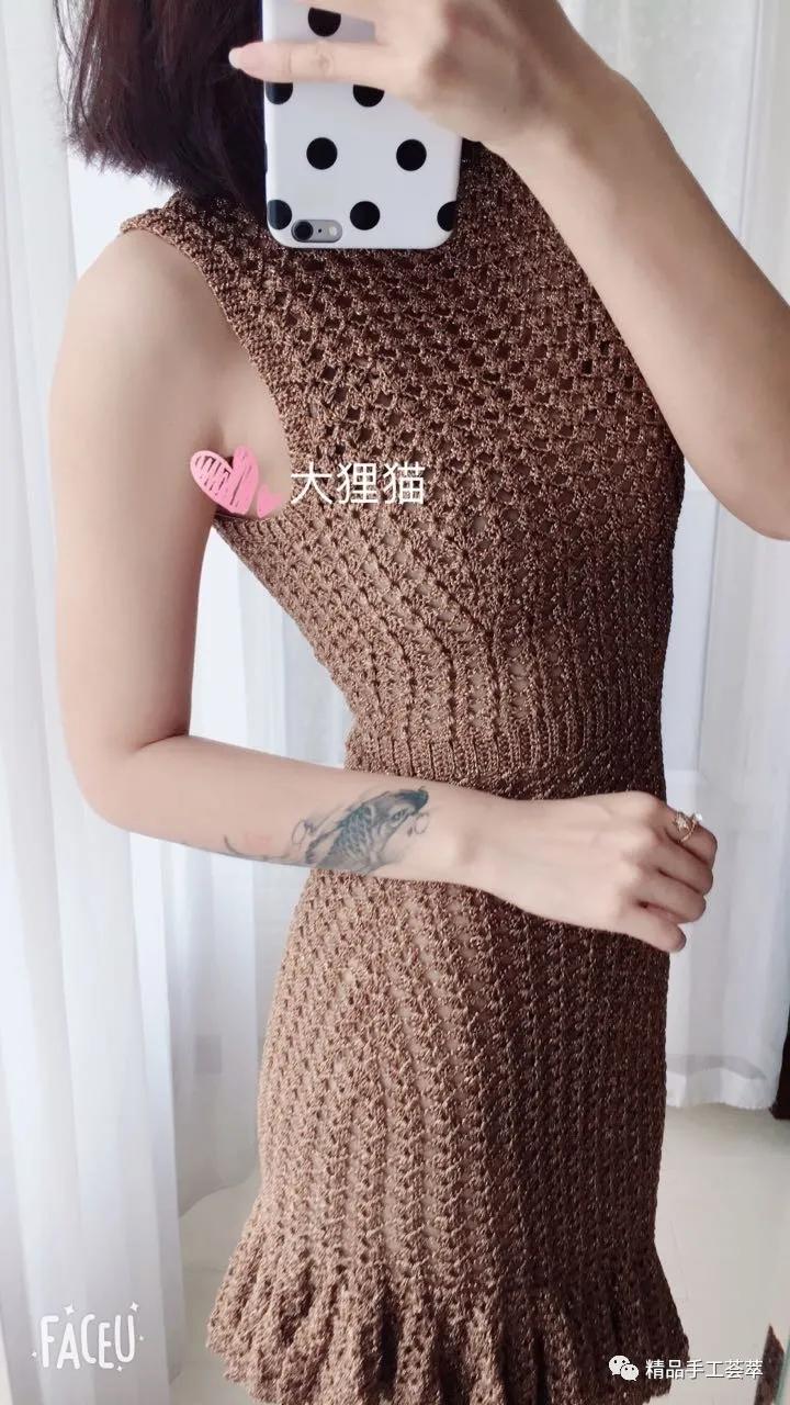 凤尾花半身长裙子的钩针教程,鱼尾裙的钩法教程