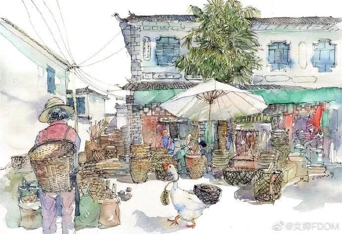 淡彩钢笔画技法,钢笔淡彩画基本知识