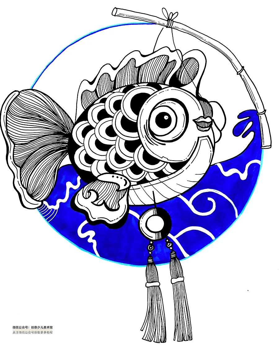 儿童画灯怎么做,鱼灯一年级创意儿童画