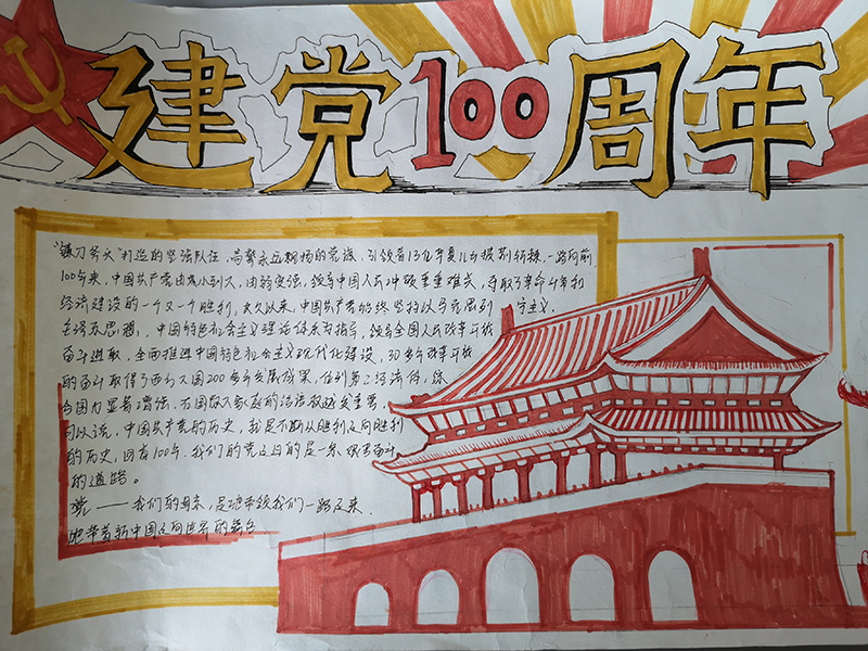 以优异成绩迎接建党100周年手抄报,回忆百年历程喜迎建党百年手抄报