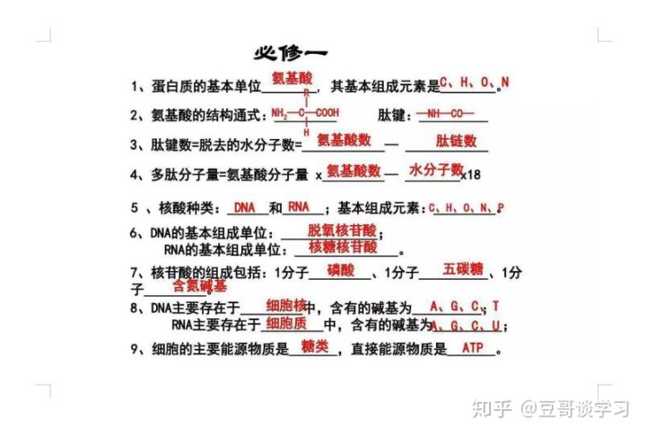 高中学霸高考必考知识点整顿,高中生物学霸笔记大全及答案