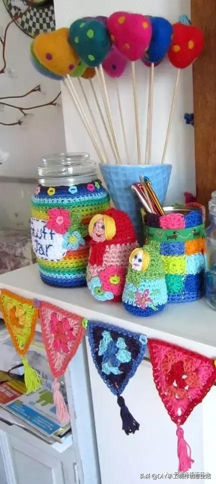 旧瓶子改花瓶套的钩法,旧玻璃瓶编织教程