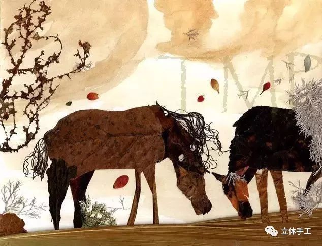 落叶拼贴画图片大全,落叶和花草拼贴画