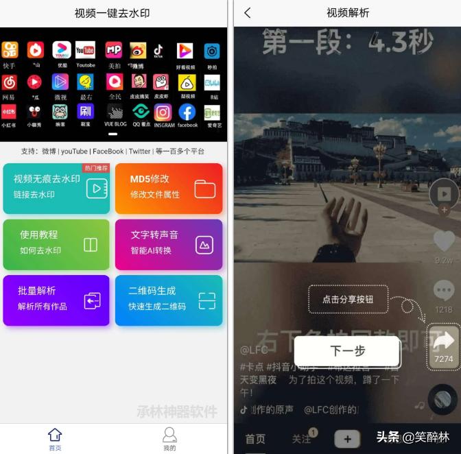 视频一键去水印软件，官方正版不收费，支持100+平台视频解析