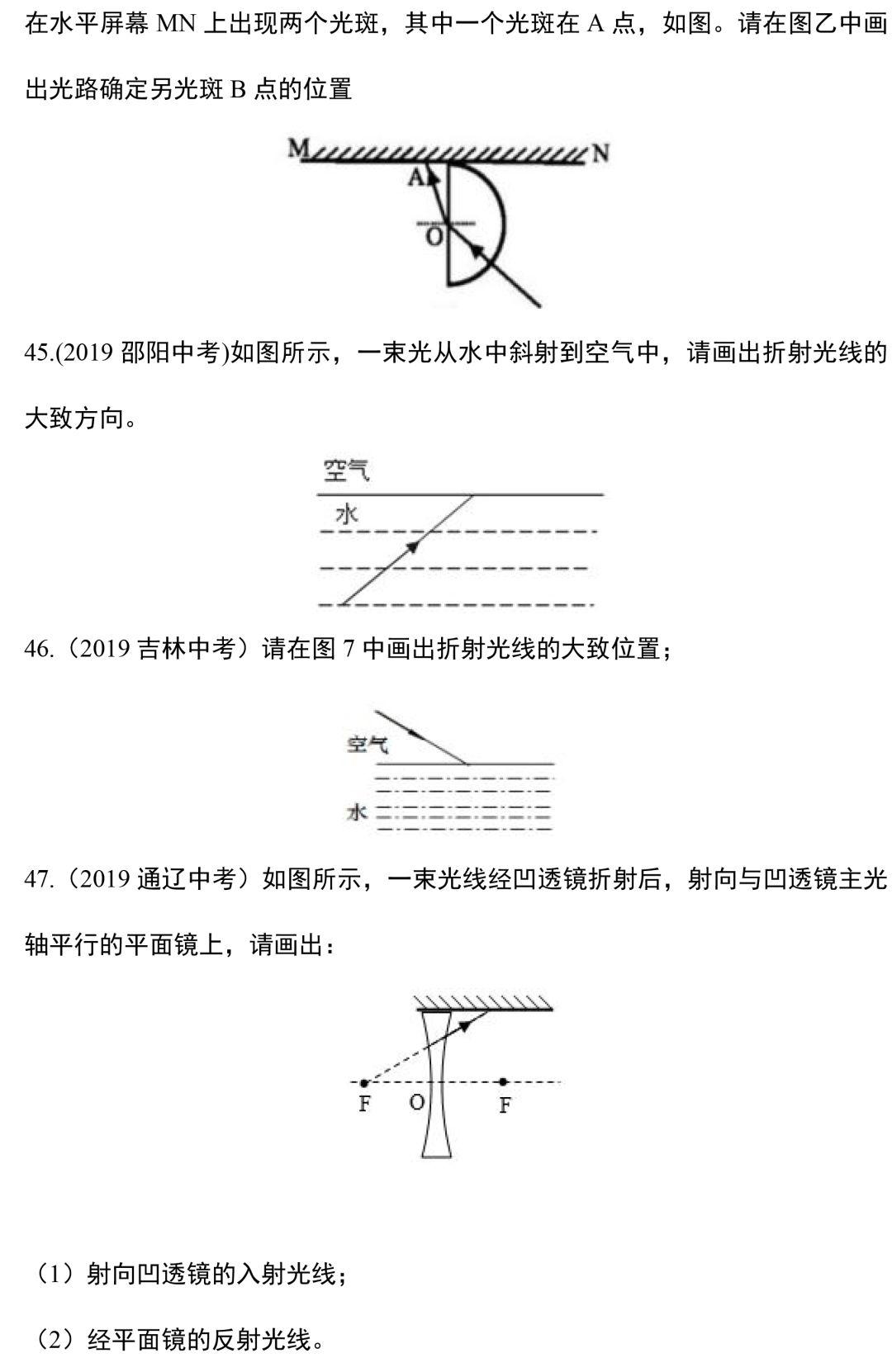 八年级物理光学作图练习题,八年级上册物理作图题讲解视频
