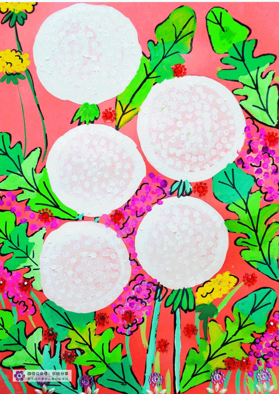 儿童画太阳与蒲公英图片,蒲公英怎么画儿童画