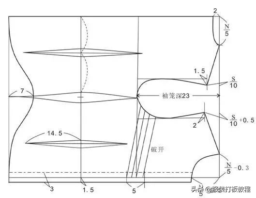 长袖衬衫裁剪教程来了,简单衬衫制版图