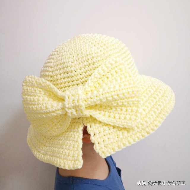 丝带遮阳帽夏凉帽钩织教程,夏季遮阳帽大帽檐钩针教程