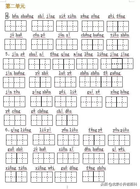 部编版1-6年级语文上册必背内容,语文六上部编版字词听写