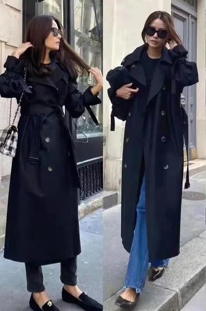 小个子冬款双面长款大衣气质穿搭,长款毛呢大衣女秋冬的气质穿搭