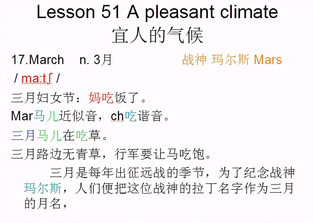 新概念英语第一册，音标课件自学整顿Lesson51Apleasantclimate