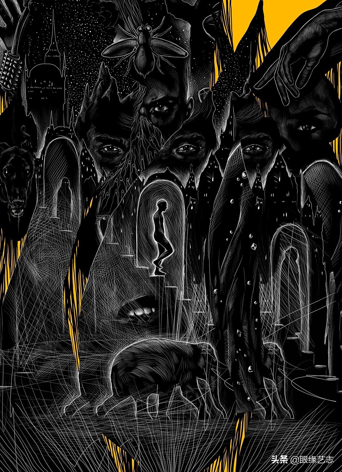 二维宇宙的浓情挣扎：另类的音乐封面插画，穿行暗夜的吟游诗人