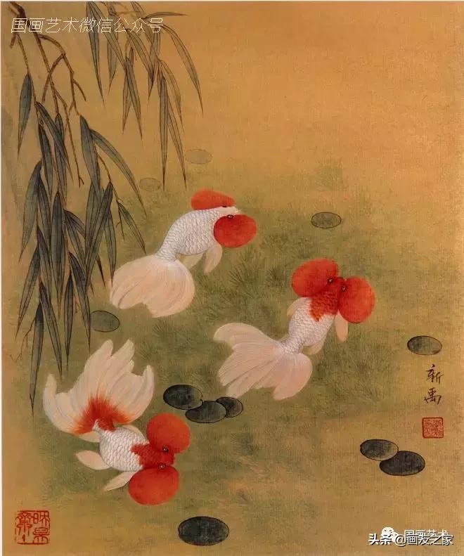 金鱼工笔国画精品欣赏,工笔金鱼图片大全大图