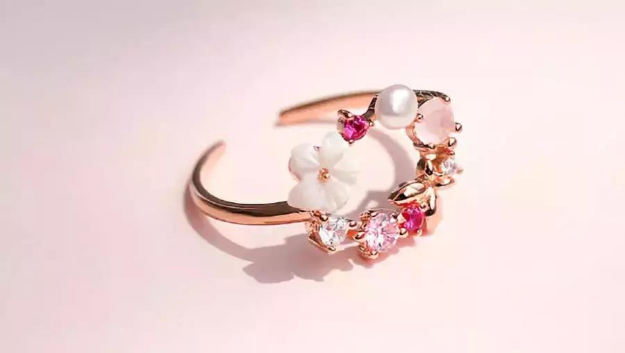 小钻戒指耳饰轻奢小众高级感,项链戒指耳环三件套