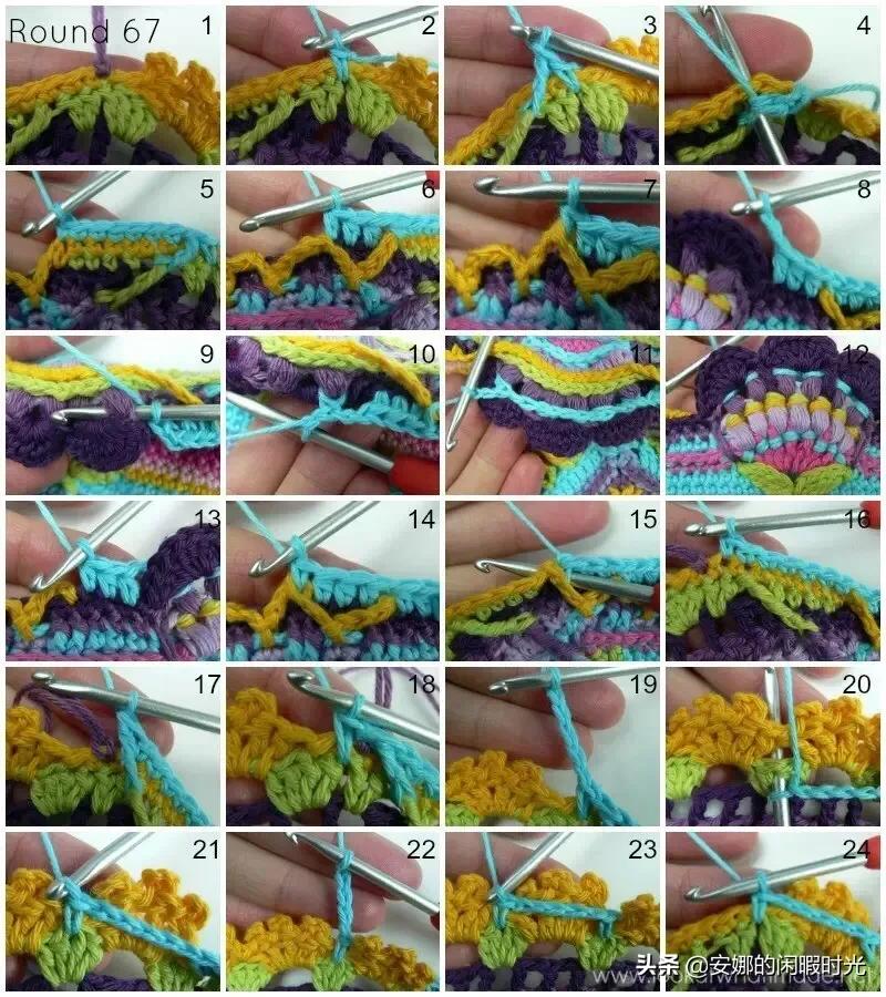 曼陀罗毯子编织教程,苏菲花园曼陀罗毯子钩法高清图解