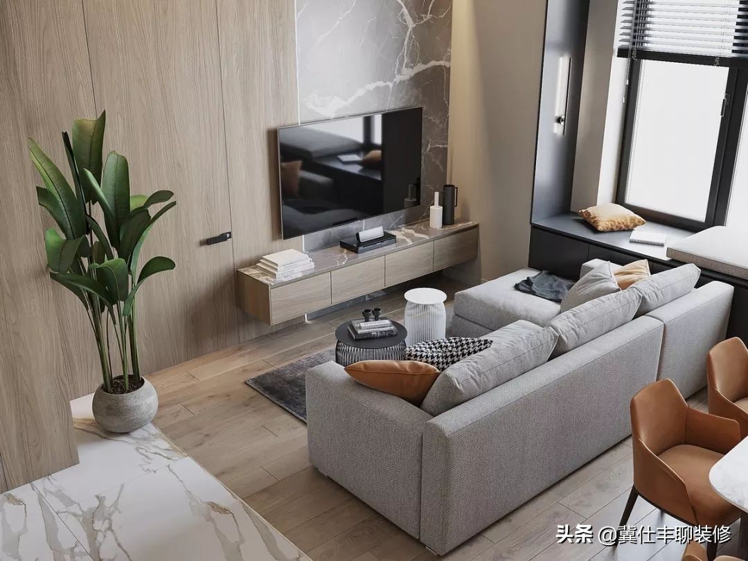 全屋仿大理石护墙板装修效果图,轻奢护墙板大理石漆