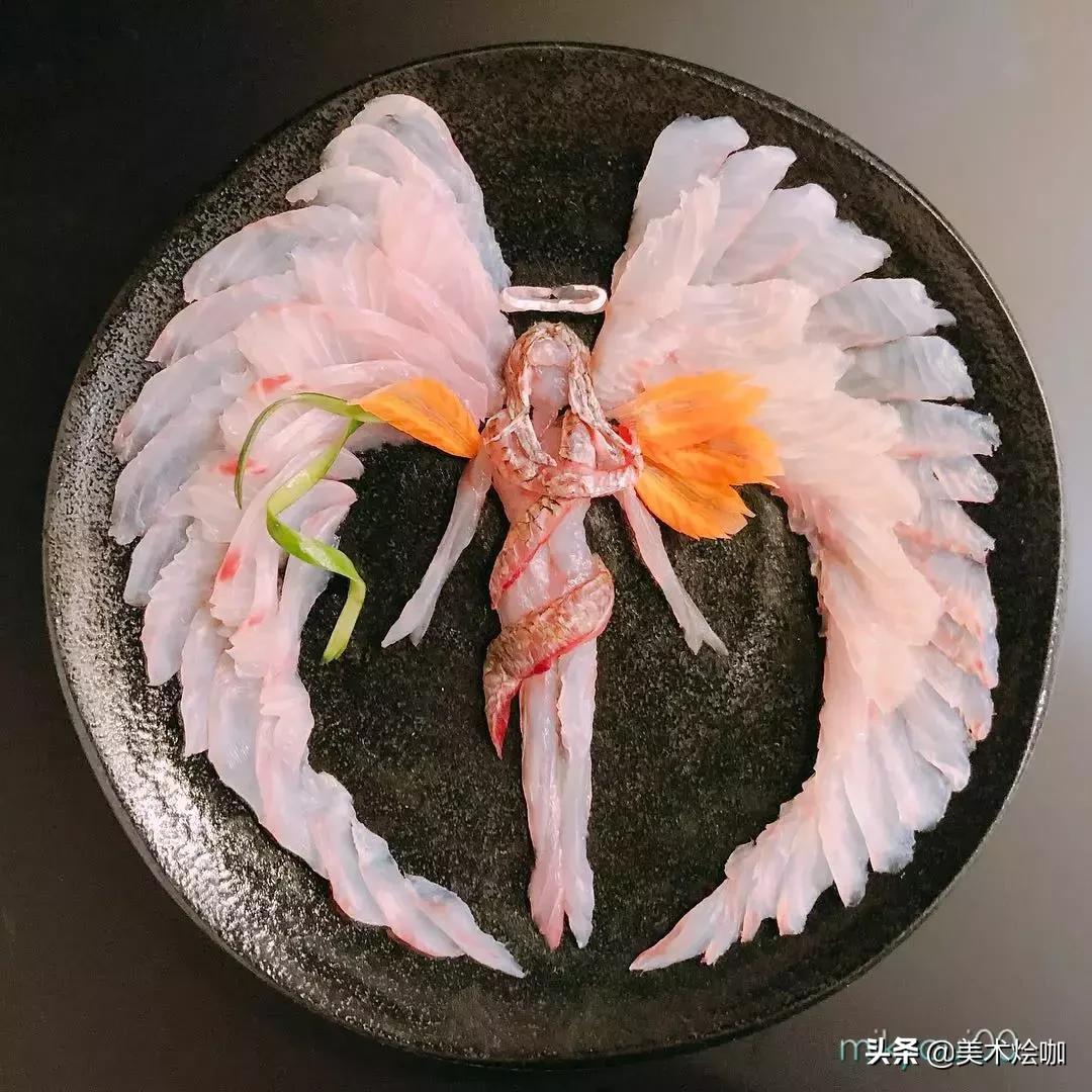 这是家里有矿吗,用三文鱼作画也能美到爆