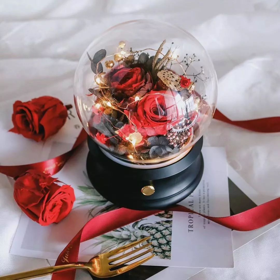 新款永生花玻璃罩,玻璃罩永生花手工diy制作