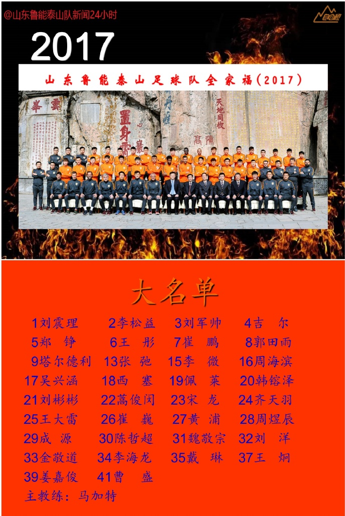 鲁能泰山全家福2014,山东鲁能2018全家福