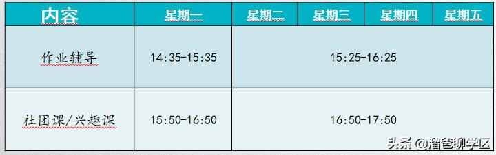 幼儿园课后延时兴趣班课程表,公立小学免费课程