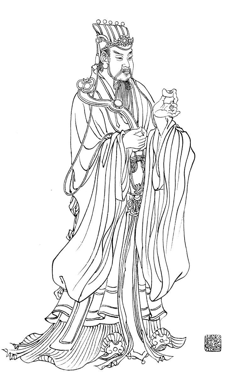 彭连熙工笔白描人物作品,工笔戏曲净角人物白描底稿