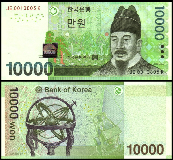 与通胀相伴，面值一路飙升的韩国钞票