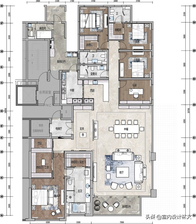 HWCD-重庆长嘉汇390平大平层精装修样板间丨设计方案+效果图+彩平