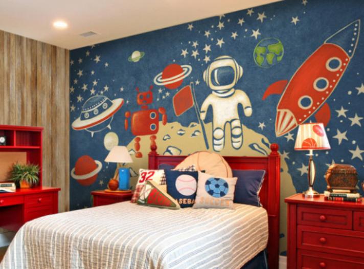 适合10岁儿童房墙绘,适合孩子屋里的墙绘