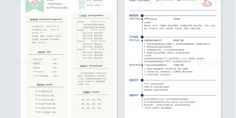 干货精选上百套求职简历模板,可以免费使用各种模板的个人简历