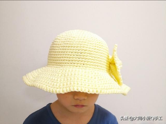 丝带遮阳帽夏凉帽钩织教程,夏季遮阳帽大帽檐钩针教程
