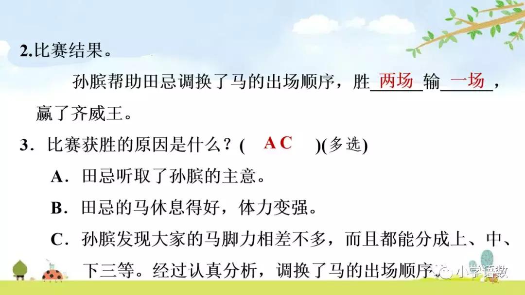 五年级第16课语文田忌赛马讲解,五年级下册16课田忌赛马全部笔记